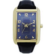 Golden alloy case black leather watch for gift